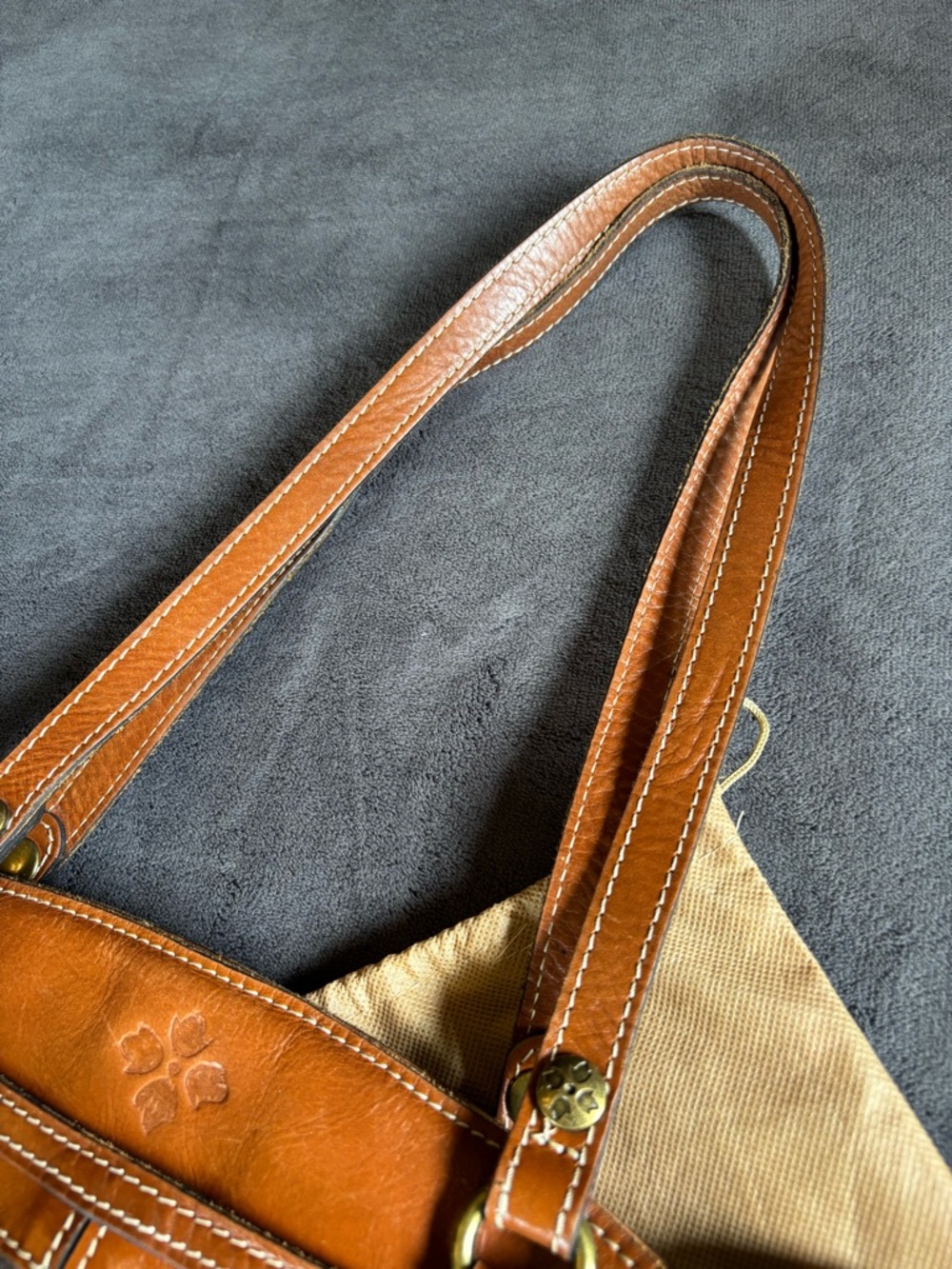 Patricia Nash Poppy Tote (Poppy Satchel), Heritage Tan Full Grain Leather Purse - Picture 6 of 16